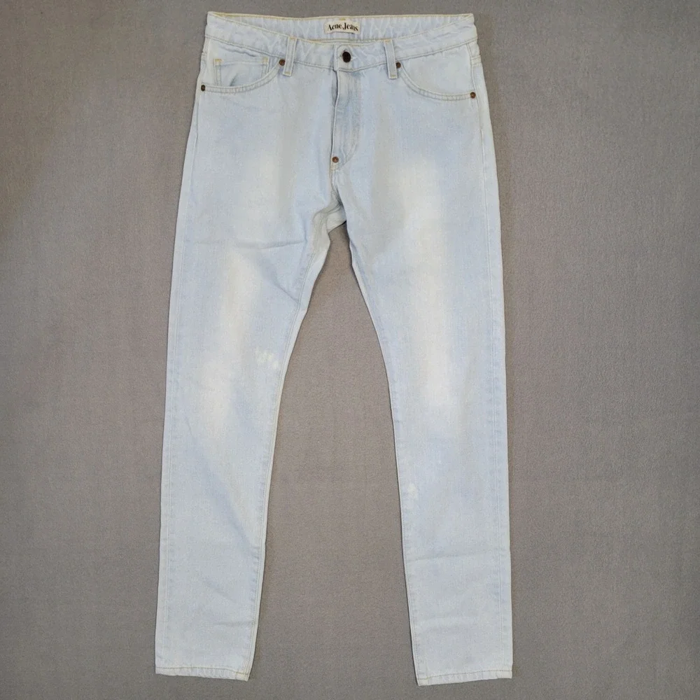 Acne Jeans Light Bleach Wash Slim Denim Trousers Made in Italy 31x31 - Picture 2 of 12